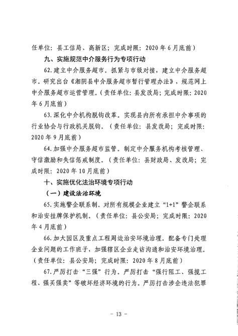 关于印发《湘阴县2020年优化营商环境实施方案》的通知-湘阴县政府网
