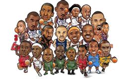 NBA全联盟球星人物画像 nba球星黑白线条铅笔画_体球网
