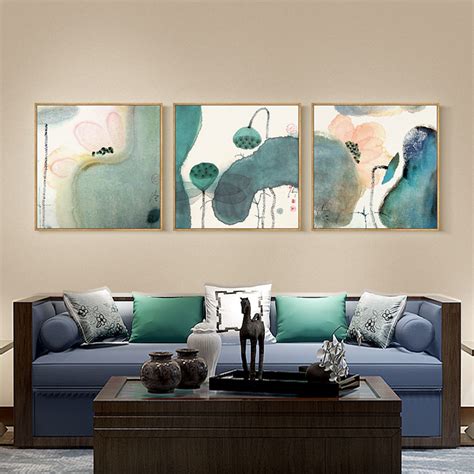星川 现代北欧客厅装饰画艺术喷绘_设计素材库免费下载-美间设计