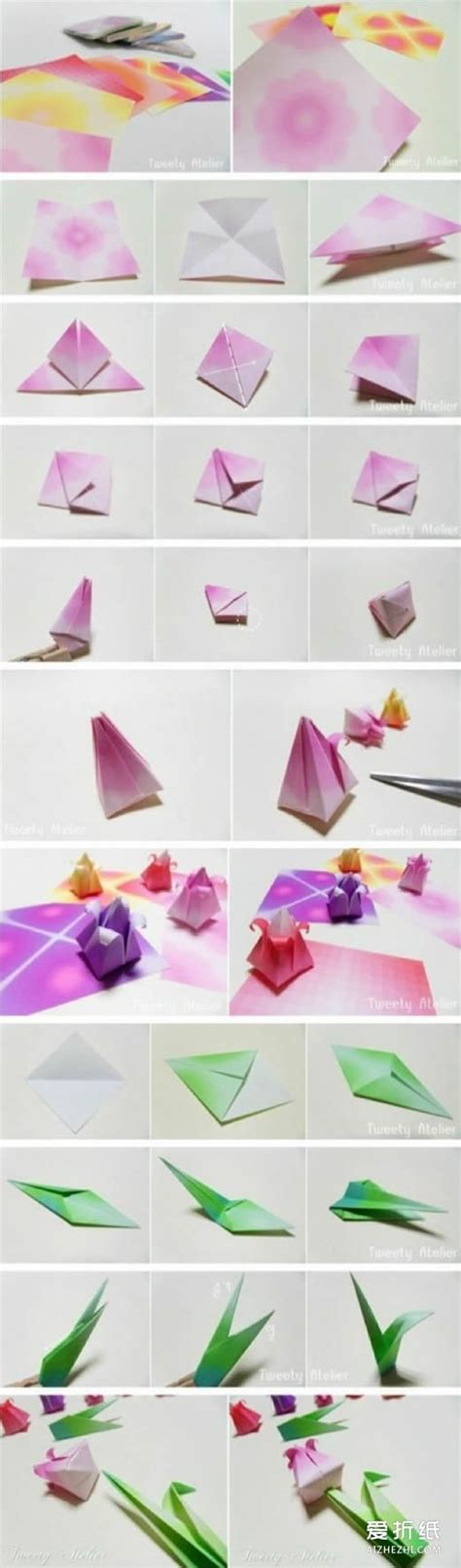 百合花的折法图解 折纸百合花步骤图_爱折纸网