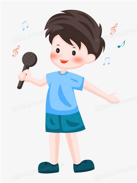 音乐节之手绘卡通男孩唱歌PNG图片素材下载_手绘PNG_熊猫办公