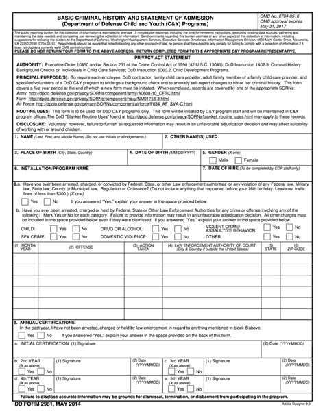 Dd Form 2981 - Fill Out or Print Blank PDF Template Online
