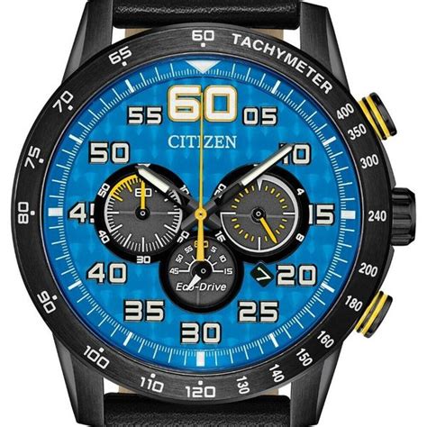 Citizen CA4435-08L Eco-Drive Primo Black IP Blue Dial Chronograph Watch ...