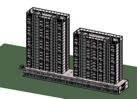 二十层住宅建筑设计cad图(带效果图，立面图，共四张)_住宅小区_土木在线