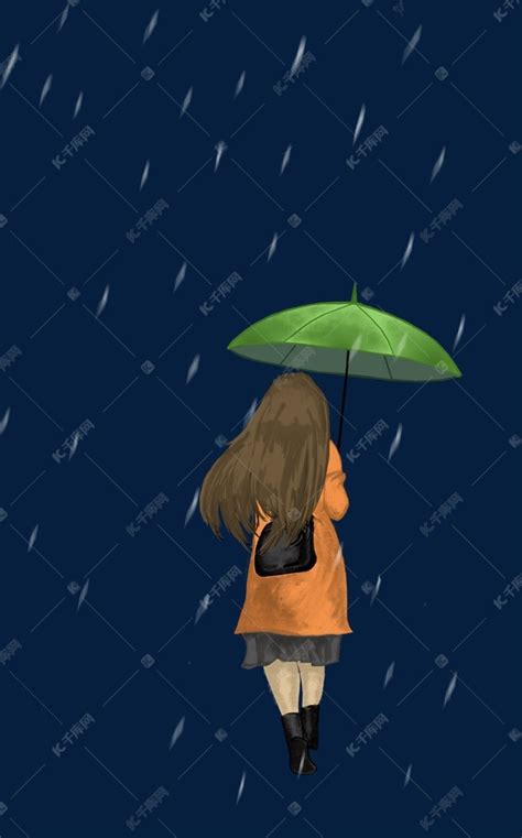 撑伞冒雨的女孩素材图片免费下载-千库网
