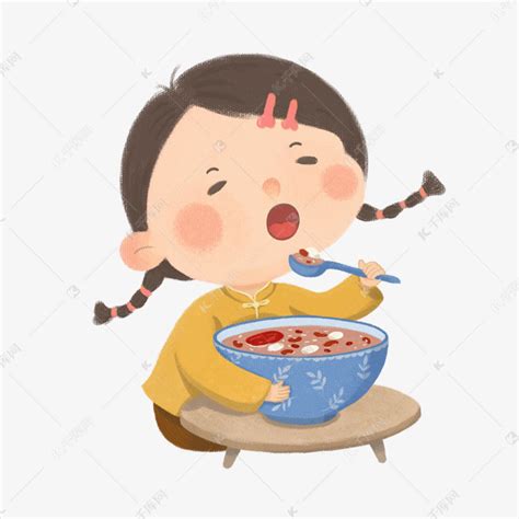 腊八节喝粥的小女孩素材图片免费下载-千库网