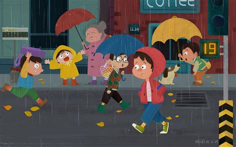 下雨天|插画|儿童插画|饭团一个 - 原创作品 - 站酷 (ZCOOL)
