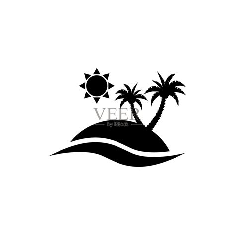 热带岛屿海滩度假标志符号矢量艺术。素材图片免费下载-千库网