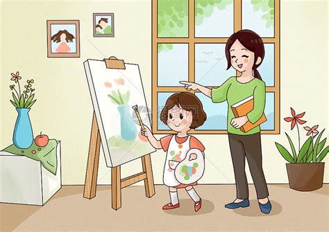 儿童学画画插画图片下载-正版图片400390682-摄图网