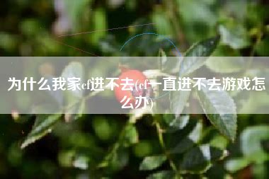 为什么我家cf进不去(cf一直进不去游戏怎么办) - 黎都网