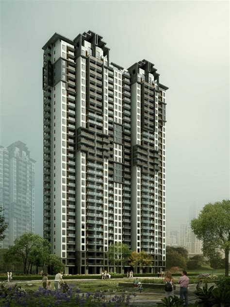 新中式高层住宅楼效果图下载-光辉城市