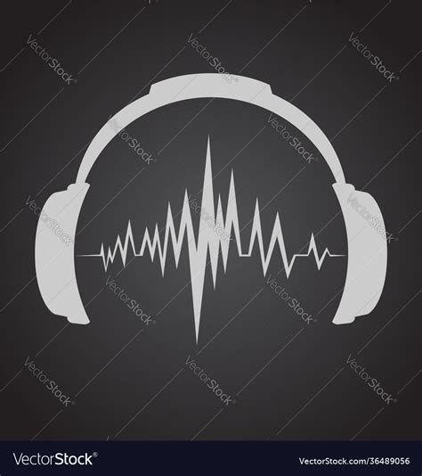 Headphones icon with sound wave beats flat Vector Image