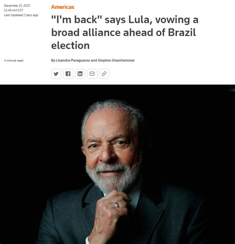 “我回来了！”巴西前总统卢拉称愿参加大选：将对富人征收更多税__财经头条
