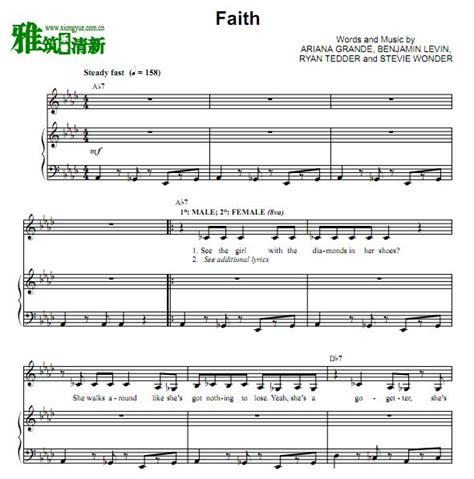 Sing欢乐好声音主题曲 Faith钢琴伴奏谱 声乐谱