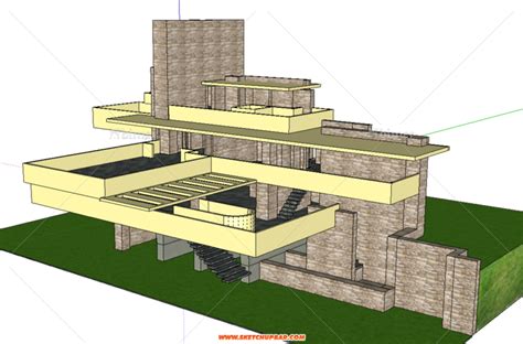 某三层流水别墅建筑方案图（含Sketchup文件）下载-土木在线