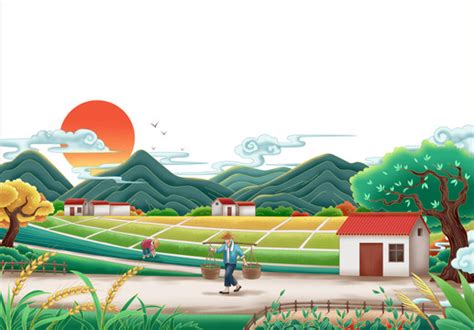 手绘农民耕作播种卡通背景背景图片素材免费下载_熊猫办公