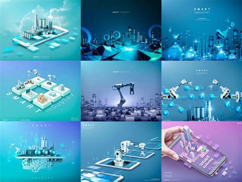 创意科技创新制造业智能工业4.0自动化机械海报PSD模板素材-设计