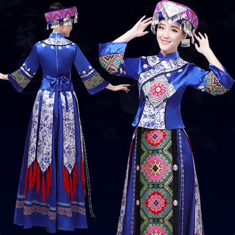 苗族少数民族服装女装土家族民族舞蹈演出服装壮族瑶族侗壮族服饰-阿里巴巴