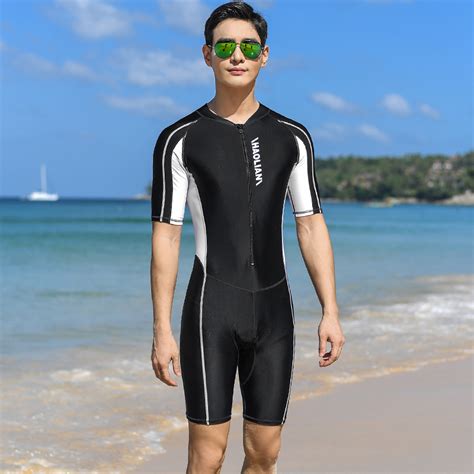 2021情侣游泳衣韩国新款男女潜水服五件套三件套防晒长袖拉链泳装-阿里巴巴