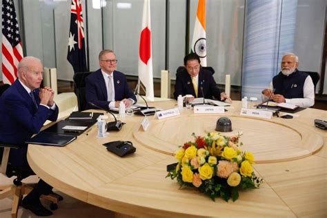 当地时间5月20日，美澳日印四国领导人在日本广岛举行“四方安全对话”会议 图自视觉中国