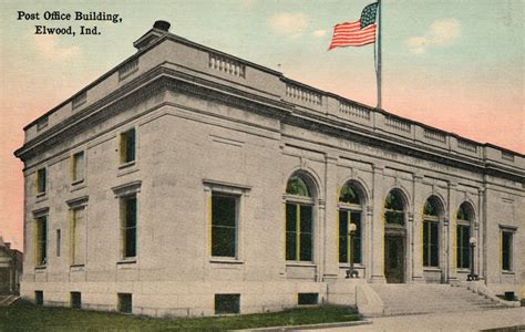 Vintage Postcard 1910s Post Office Building Elwood Indiana IND ...