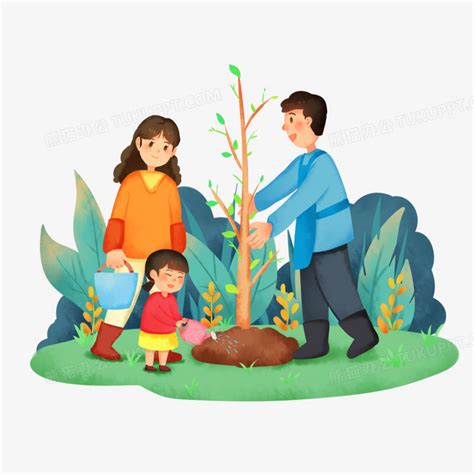 植树节背着竹篓种树的女孩元素素材下载-正版素材401688089-摄图网