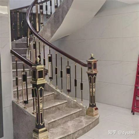 圆弧形楼梯扶手 欧式酒店别墅实心铝合金护栏安装 - 知乎