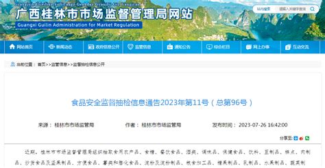 桂林市市场监管局食品安全监督抽检信息通告 2023年第11号（总第96号）-中国质量新闻网
