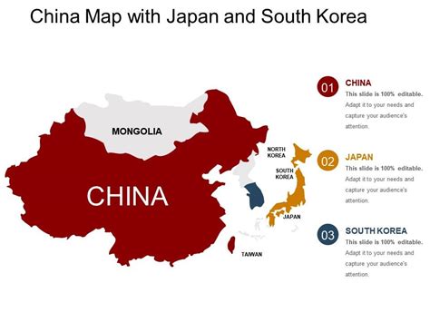 China map with japan and south korea | Presentation Graphics ...