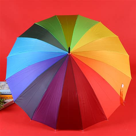 现货供应长柄伞 16骨彩虹伞长柄直杆彩虹伞 广告礼品雨伞-阿里巴巴
