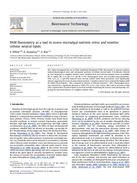(PDF) PAM fluorometry as a tool to assess microalgal nutrient stress ...