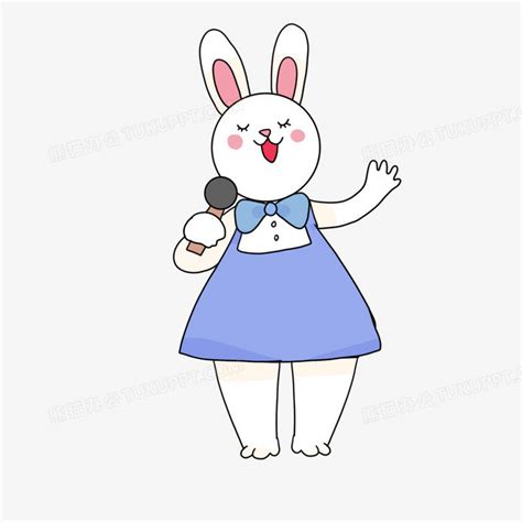 卡通小兔子动物唱歌免抠元素PNG图片素材下载_动物PNG_熊猫办公
