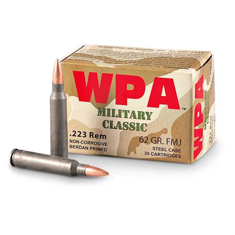Wolf WPA Military Classic, .223 Remington, FMJ, 62 Grain, 500 Rounds ...
