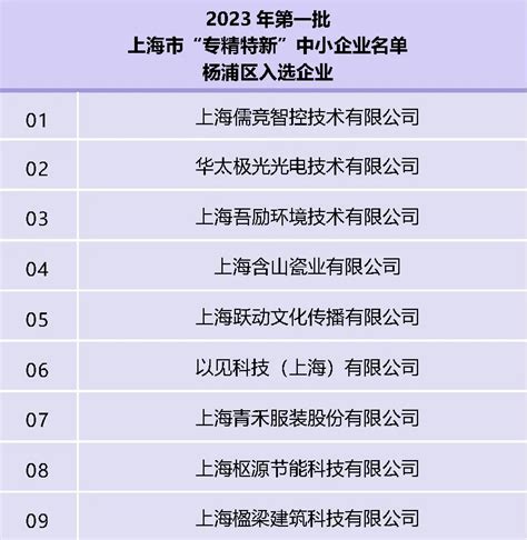 杨浦区9家企业入选2023年度第一批上海市“专精特新”中小企业名单_上海市杨浦区人民政府