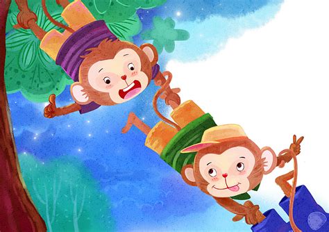 猴子捞月|插画|儿童插画|贼婆 - 原创作品 - 站酷 (ZCOOL)