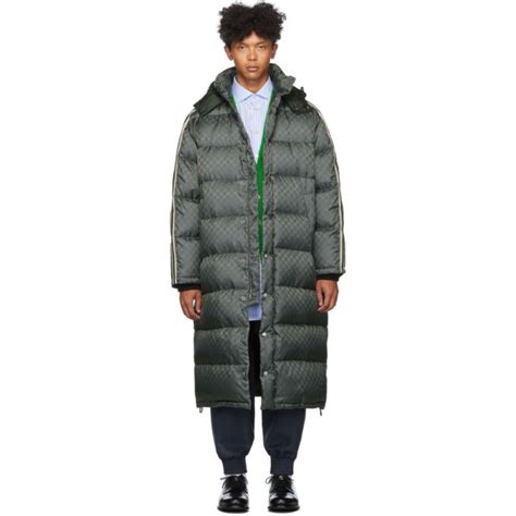 Gucci Green Down Gg Jacquard Coat, $3,335 | SSENSE | Lookastic