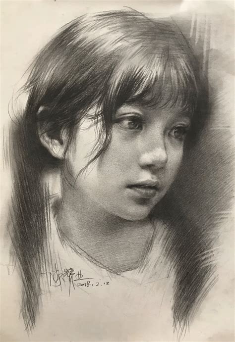 画温柔女生素描头像