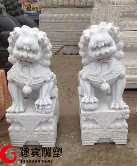 白色狮子石雕-玉石狮子石雕-汉白玉狮子石雕-狮子石雕-曲阳县建宾雕刻厂