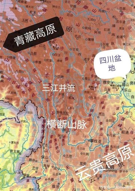 横断山脉地形图图片
