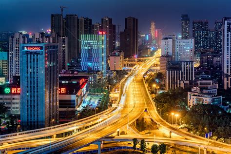 夕阳下的武汉城市夜景高清图片下载-正版图片500949755-摄图网