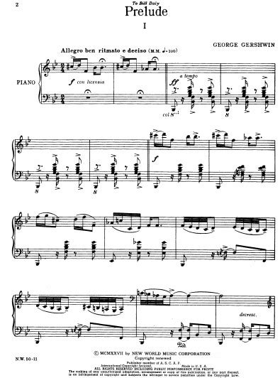 格什温 3首前奏曲 Preludes 钢琴独奏版原版钢琴谱