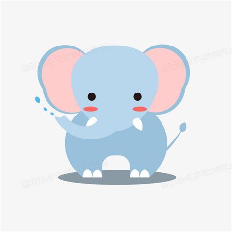 卡通可爱喷水大象免抠元素PNG图片素材下载_可爱PNG_熊猫办公