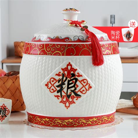 景德镇陶瓷米缸 带盖储物罐 6款可选-雅道陶瓷网