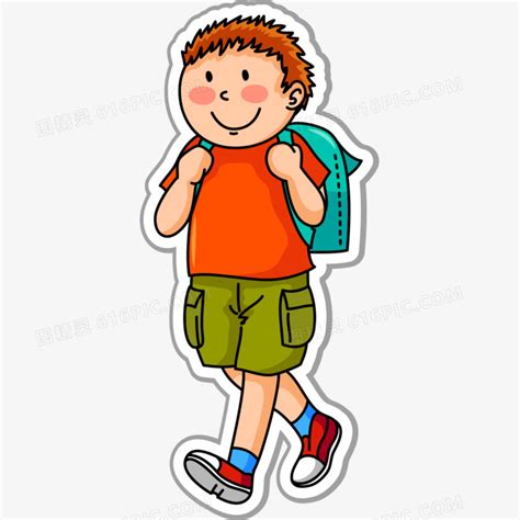 男孩背着书包上学元素素材下载-正版素材401565676-摄图网