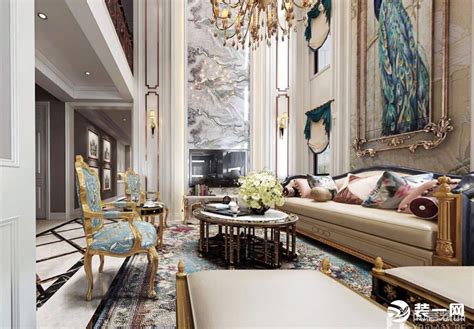 南京欧式风格160平米设计方案 客厅瓷砖拼花效果图_装信通网