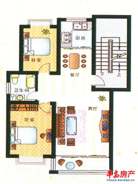 两室两厅一卫88.02平B户型图户型图-青岛房产新楼盘-半岛房产“在青岛买房上半岛网！”