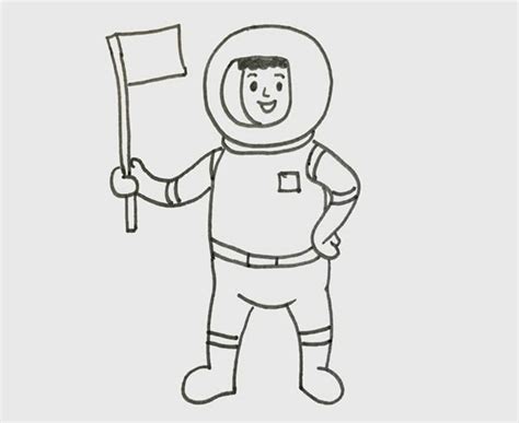 宇航员怎么画 穿着宇航服的宇航员简笔画 简单的宇航员卡通画画法[ 图片/10P ] - 才艺君