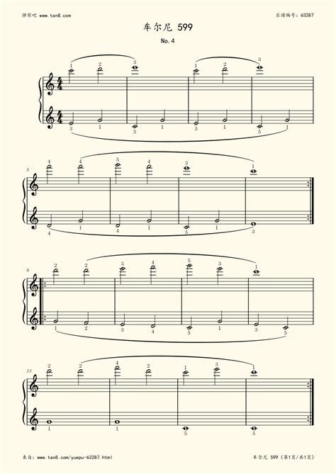 《车尔尼599 NO.4,钢琴谱》车尔尼（五线谱 钢琴曲 指法）-弹吧|蛐蛐钢琴网