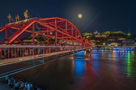兰州中山桥夜景高清图片下载-正版图片501792702-摄图网