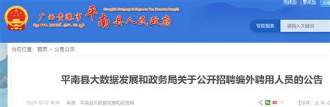 2023广西贵港市平南县大数据发展和政务局招聘编外聘用人员5名（10月17日报名截止）